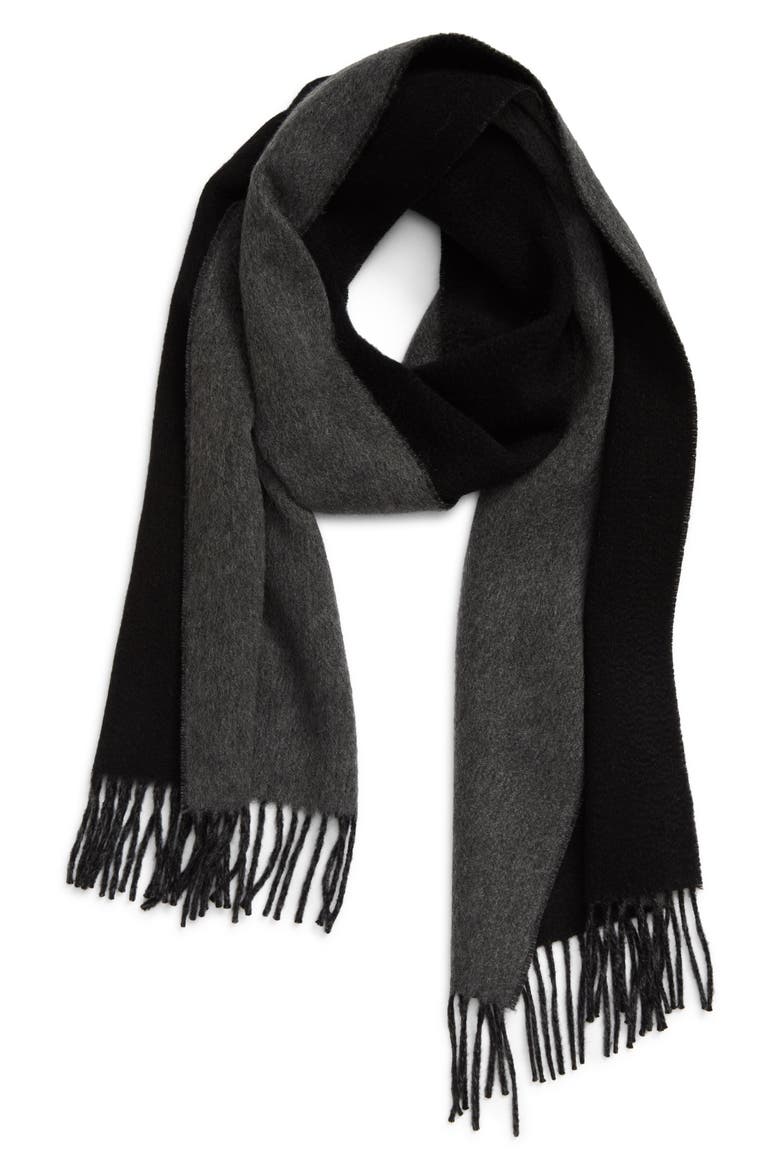 Double Face Cashmere Scarf, Main, color, BLACK GREY