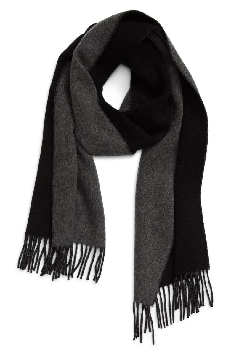 Andrew Stewart Double Face Cashmere Scarf, Main, color, Black Grey