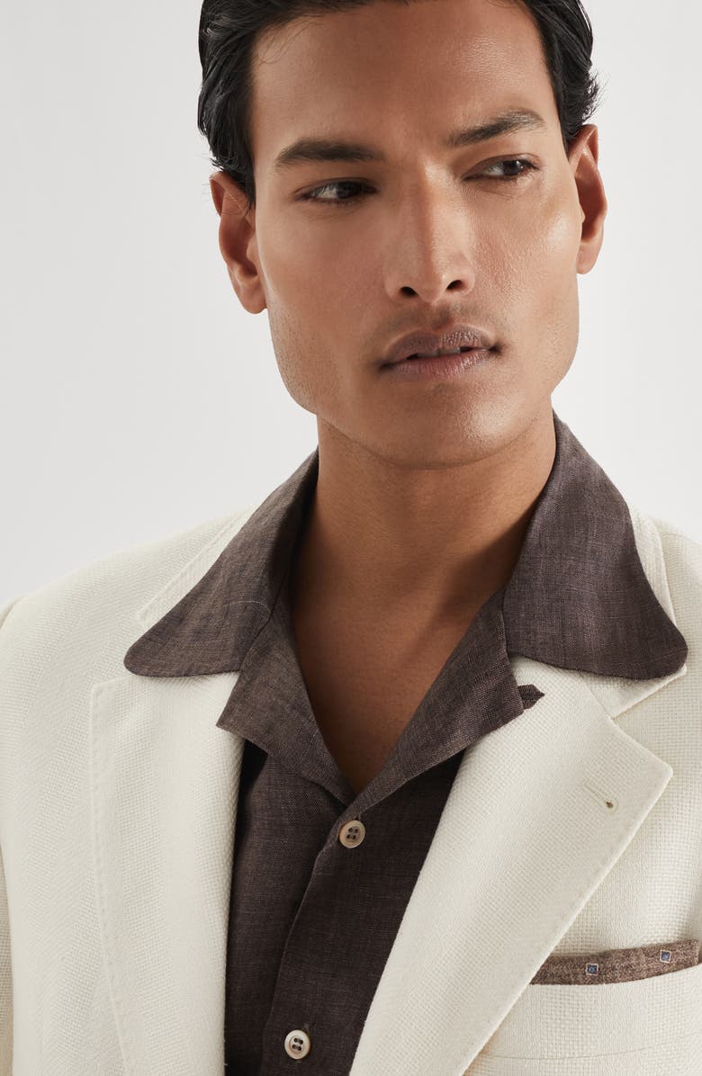 Brunello Cucinelli Diagonal twill unconstructed blazer, Alternate, color, 