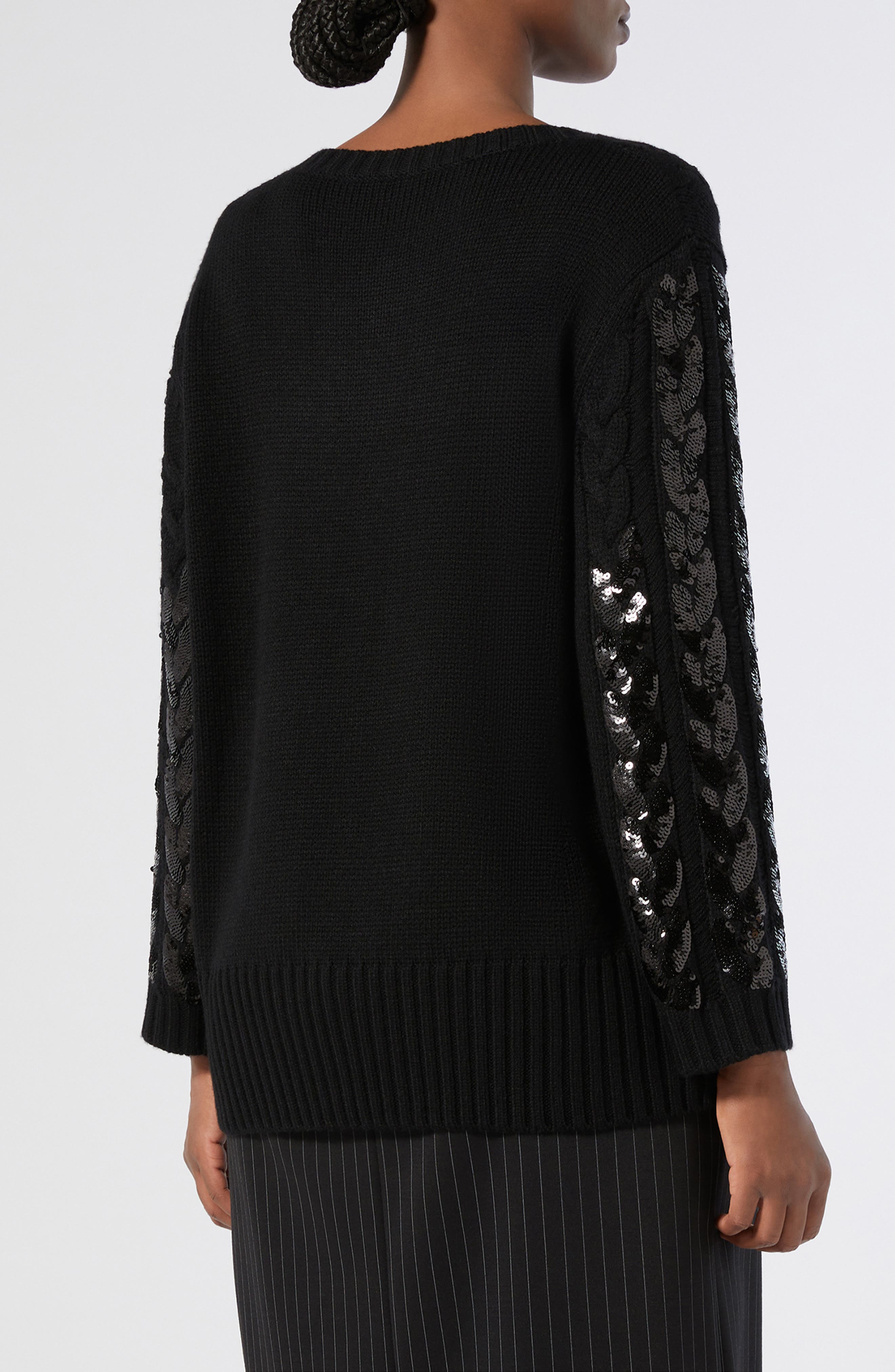 Zac Sequin Cable Stitch Virgin Wool Blend Sweater - image 2