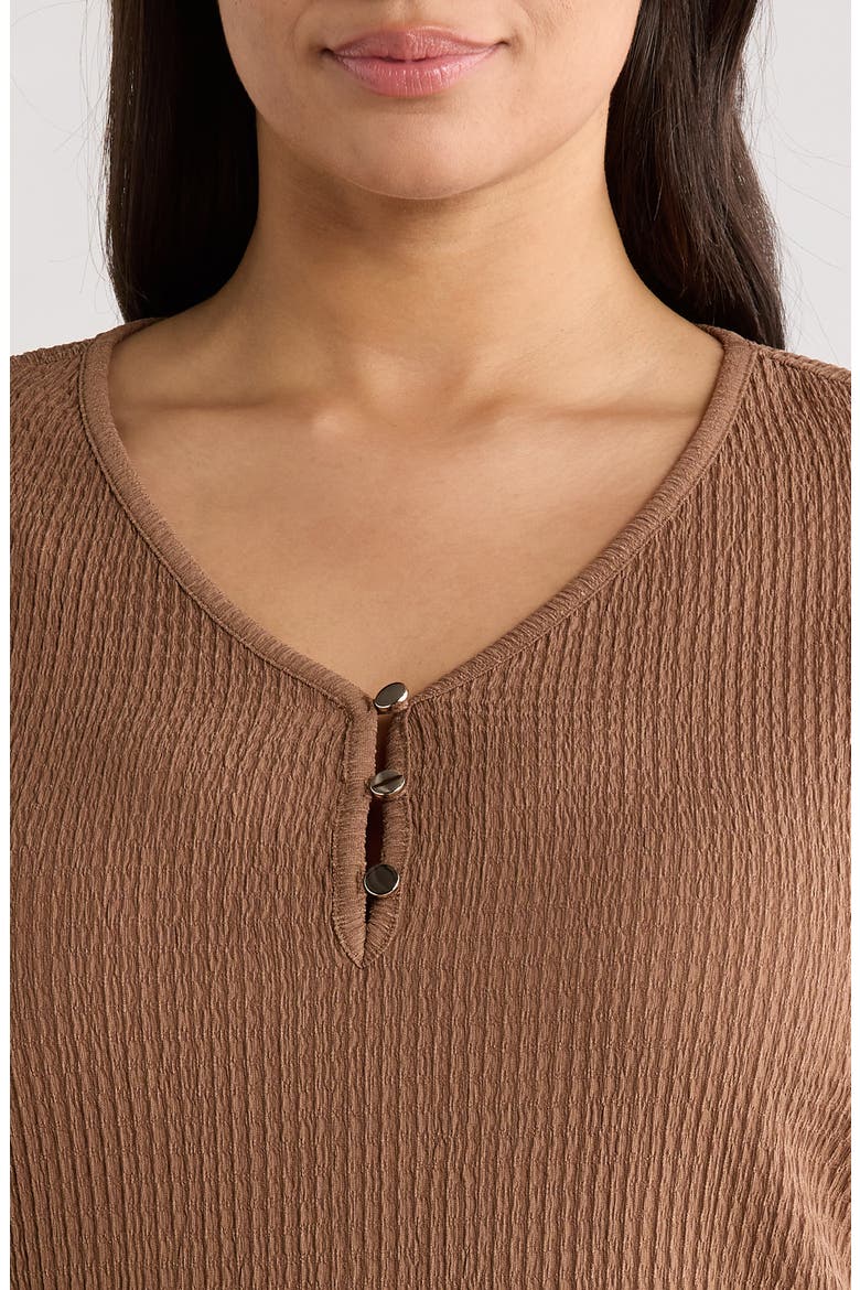Flutter Sleeve V-Neck T-Shirt, Alternate, color, MUSHROOM