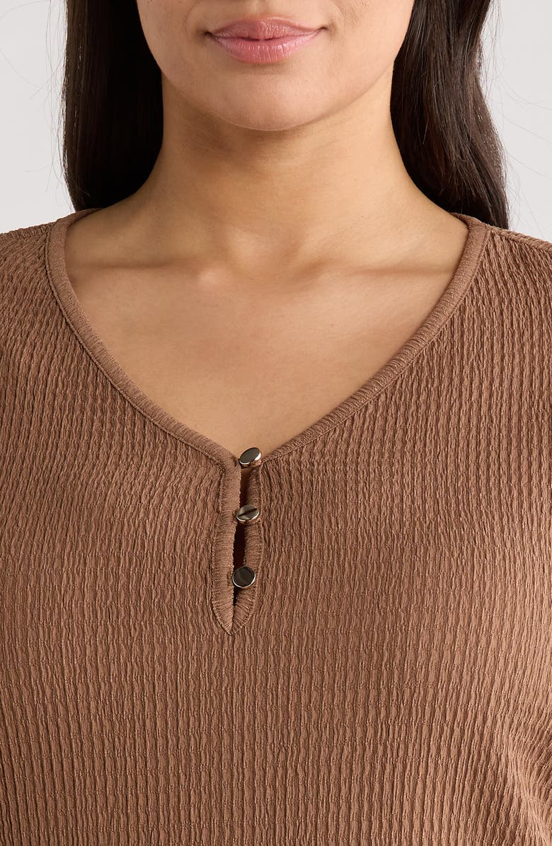 AK ANNE KLEIN Flutter Sleeve V-Neck T-Shirt, Alternate, color, Mushroom