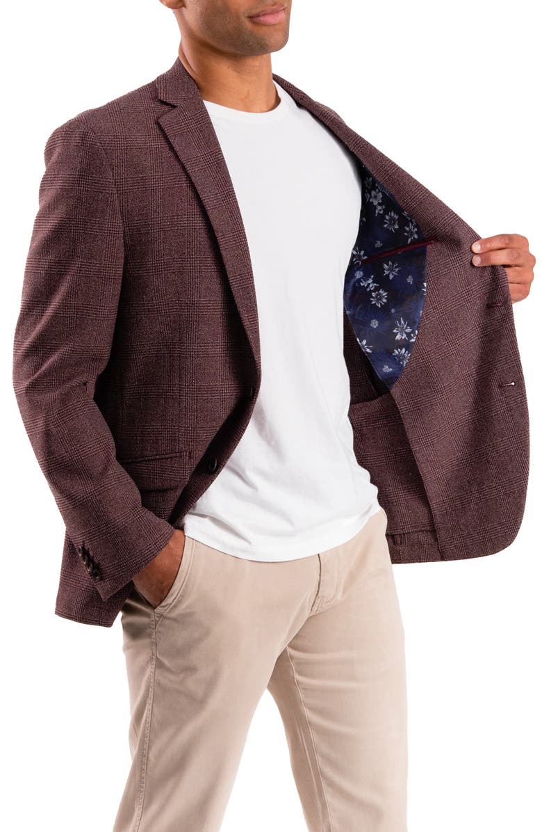 SAVILE ROW CO Burgundy Plaid Sport Coat, Alternate, color, Burgundy