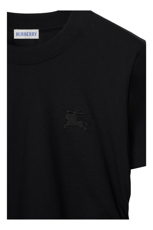 Burberry Black T Shirt With Check Pattern Detail In Black