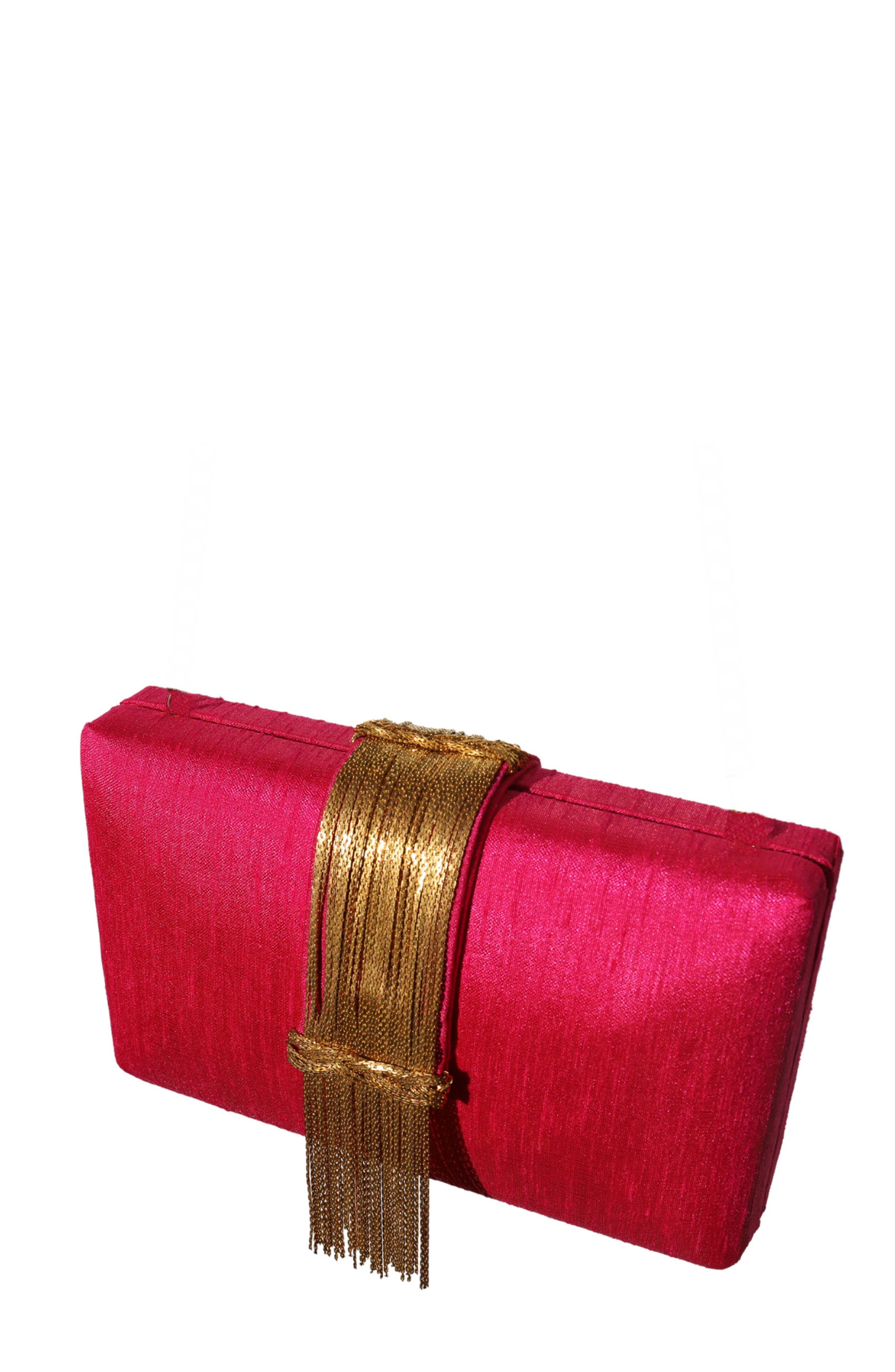 Simitri Electric Fringe Clutch, Alternate, color, Cranberry Sauce