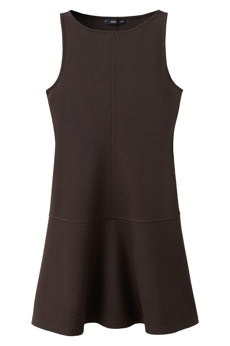 Flounce Hem Knit Minidress, Main, color, BROWN
