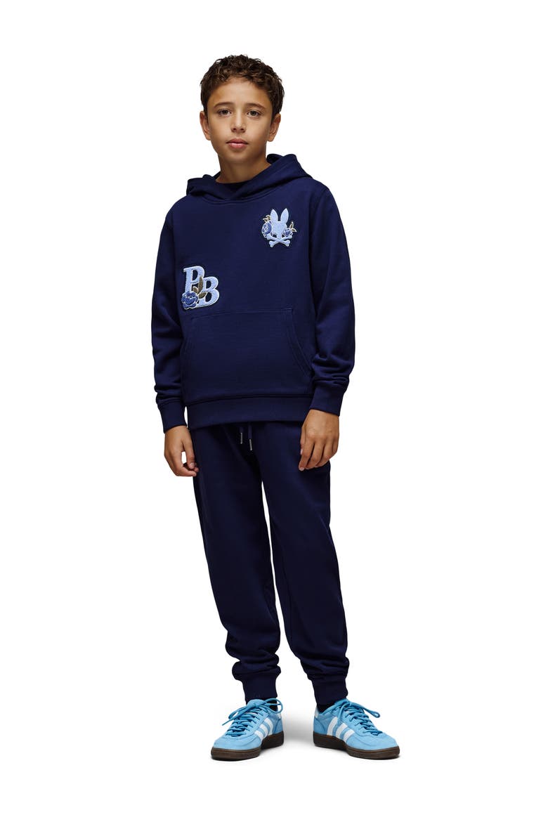 Kids' Auguste Floral Patch Hoodie, Alternate, color, EVENING BLUE