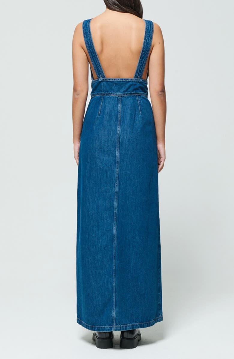 TICA Martine Plunge Neck Open Back Denim Maxi Dress | Nordstrom