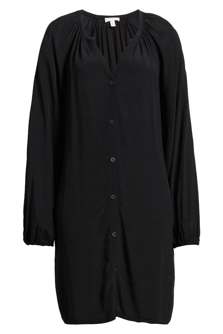 Flowy Button Front Minidress, Alternate, color, BLACK