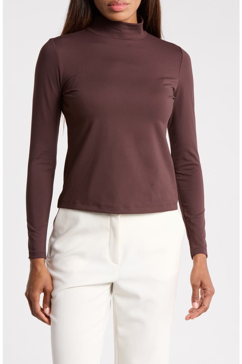 Turtleneck Top with Back Seam Detail, Main, color, RICH MOCHA