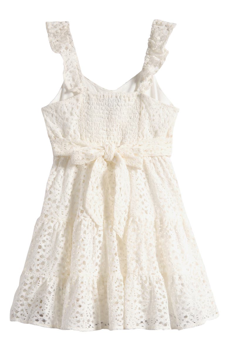 Ava & Yelly Lace Tiered Ruffle Cotton Blend Dress, Alternate, color, White