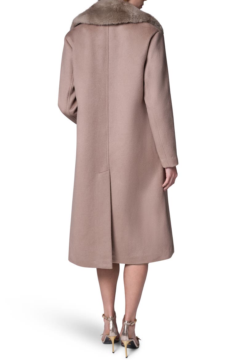 Double Breasted Slouch Coat with Faux Fur Collar, Alternate, color, CAMEL