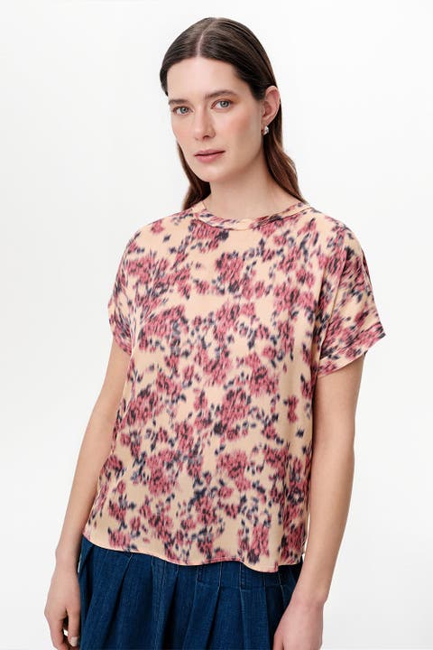 Dropped Sleeve Satin Blouse
