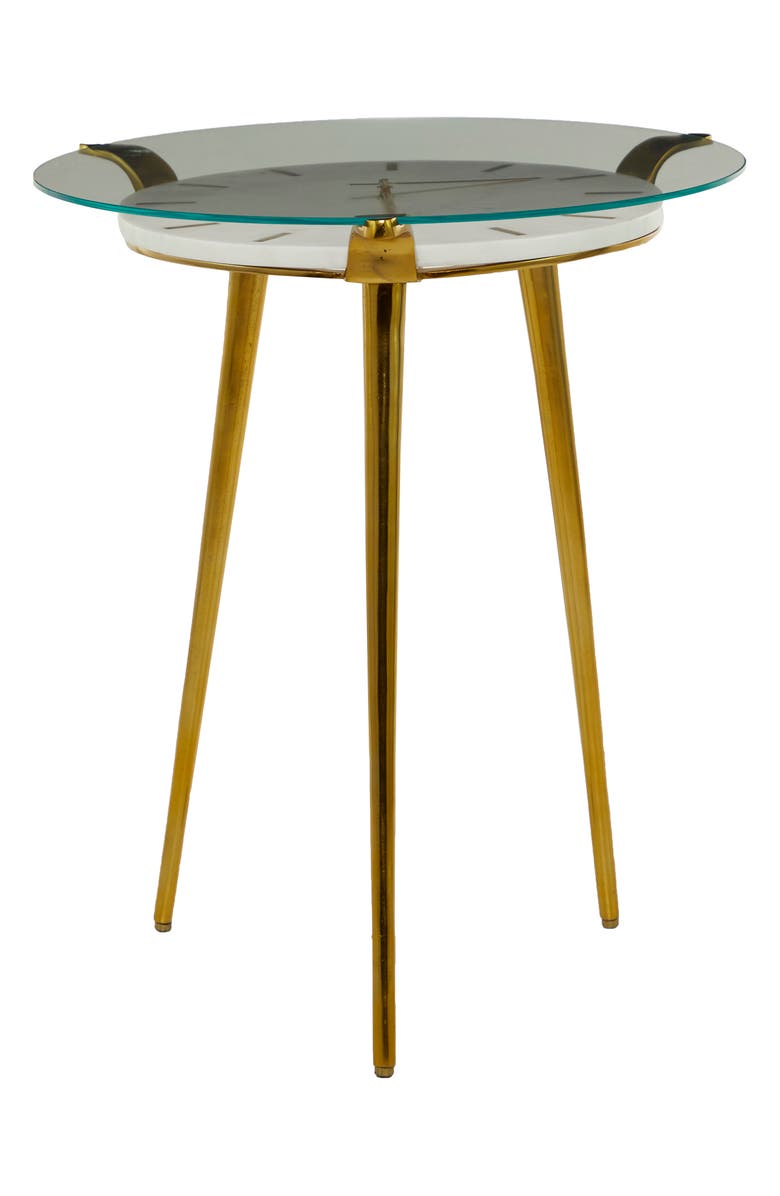 VIVIAN LUNE HOME White Aluminum Clock Accent Table, Alternate, color, 