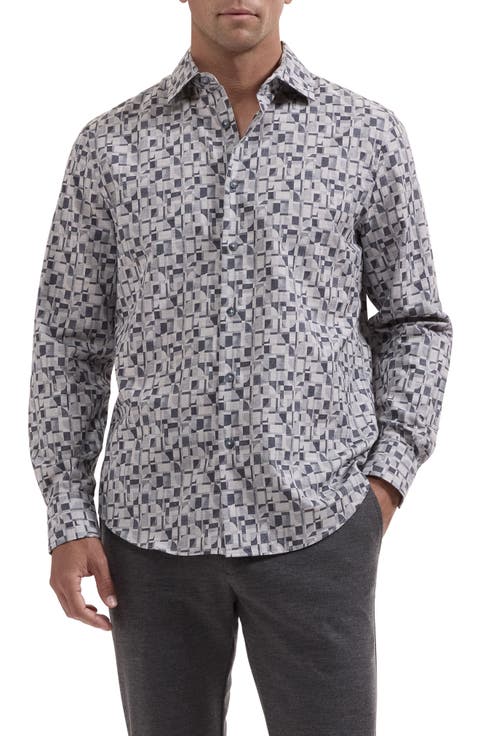 Axel Shaped Fit Print Button-Up Shirt