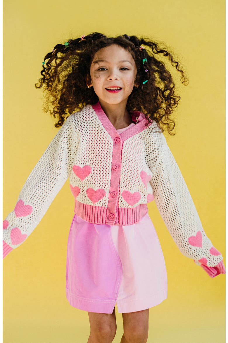 Kids' Heart Cotton Cardigan, Alternate, color, CREAM