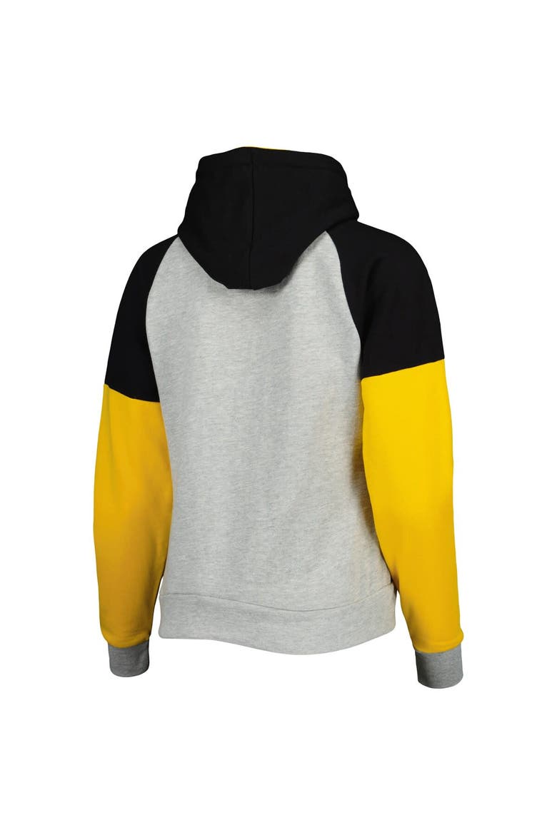 Women's Antigua  Heather Gray Pittsburgh Steelers Lightweight Jackpot Raglan Half-Zip Pullover Hoodie, Alternate, color, Heather Gray