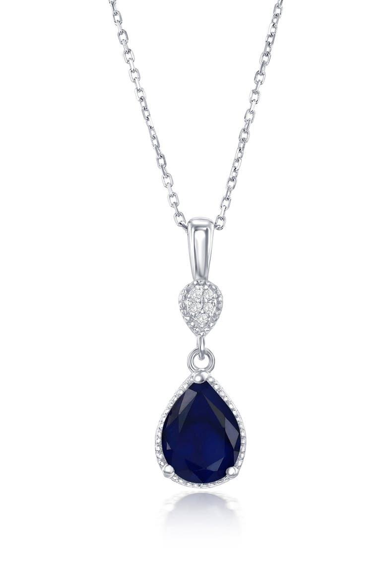 Semiprecious Stone & White Topaz Pendant Necklace, Main, color, SAPPHIRE
