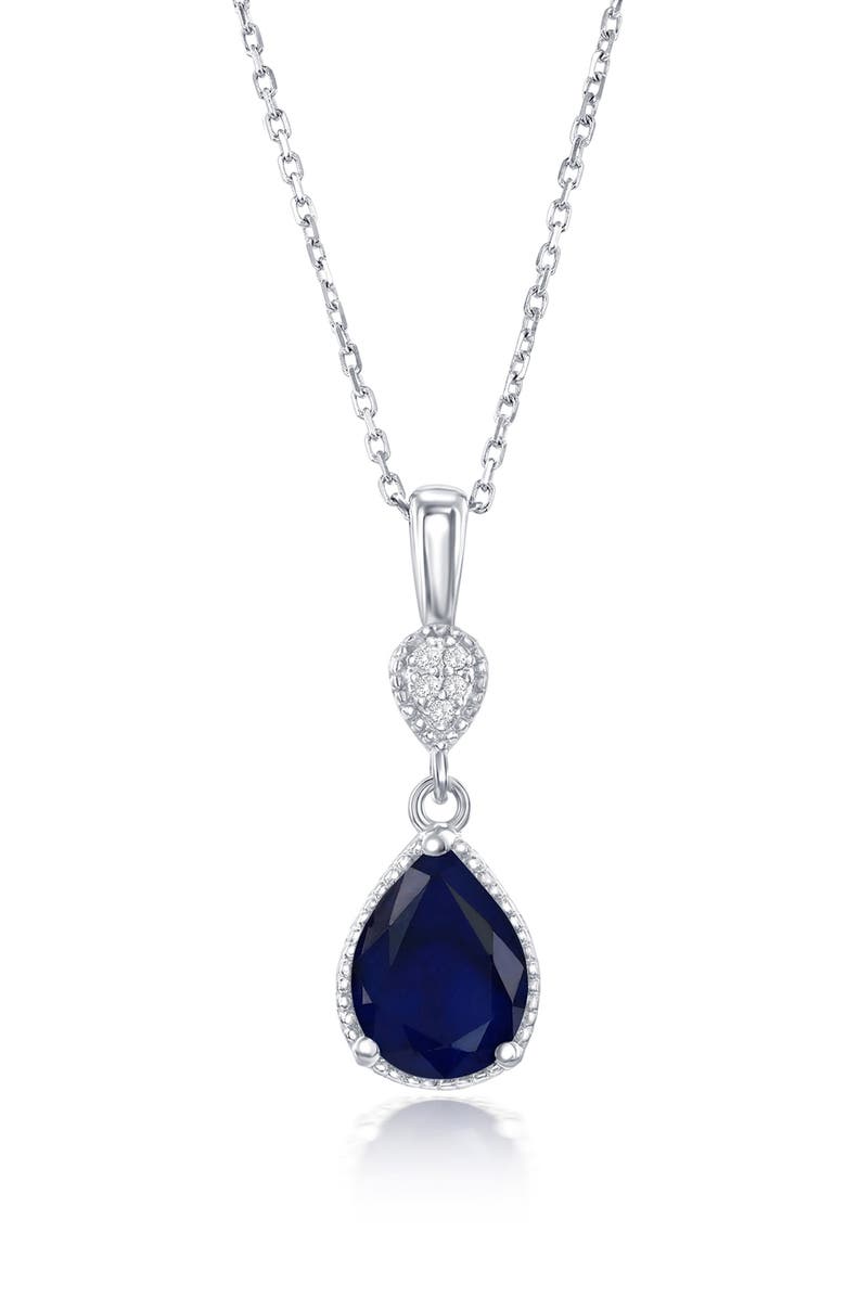 SIMONA Semiprecious Stone & White Topaz Pendant Necklace, Main, color, Sapphire