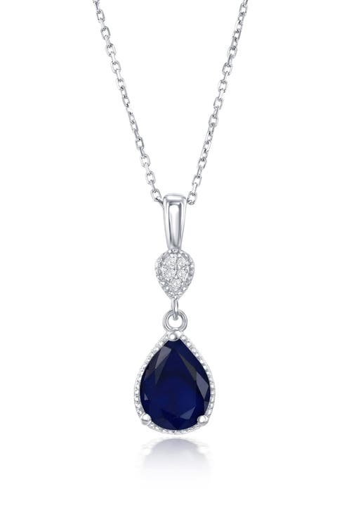 Semiprecious Stone & White Topaz Pendant Necklace