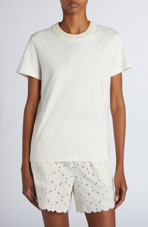 Moncler Crocheted Neck Tee In White