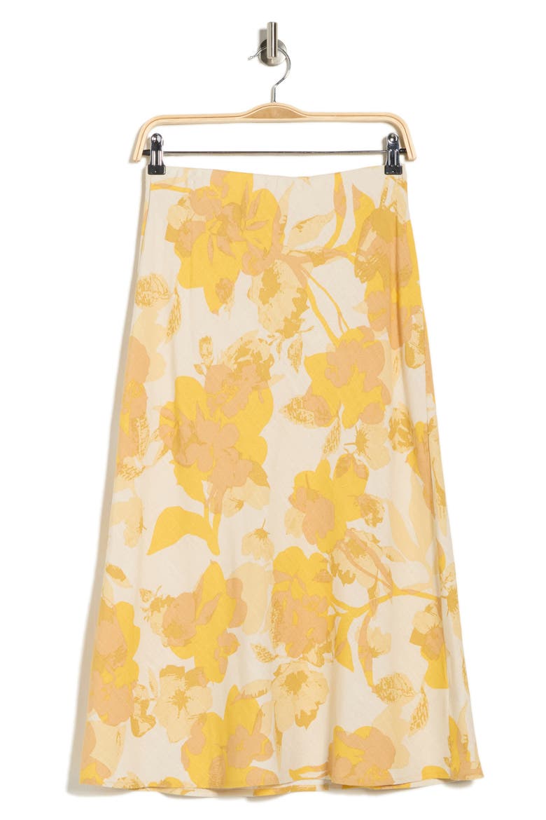 Floral Midi Skirt, Alternate, color, YELLOW