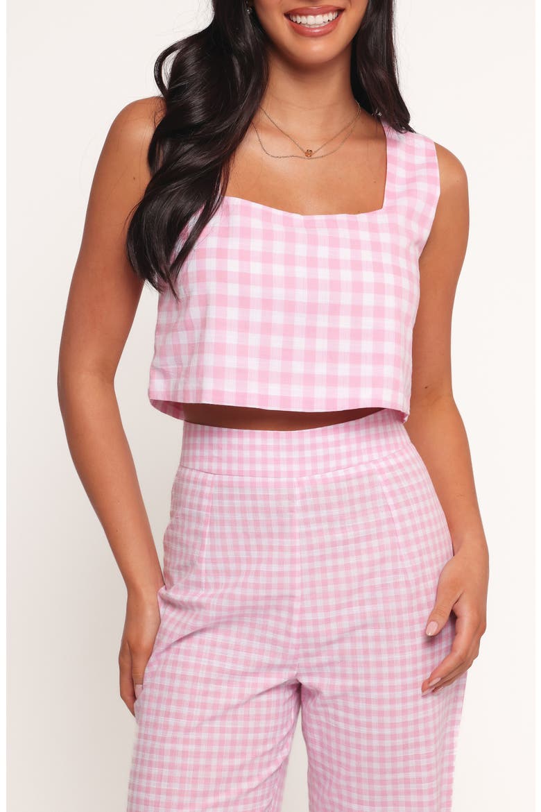 Devlin Check Crop Tank, Main, color, PINK GINGHAM