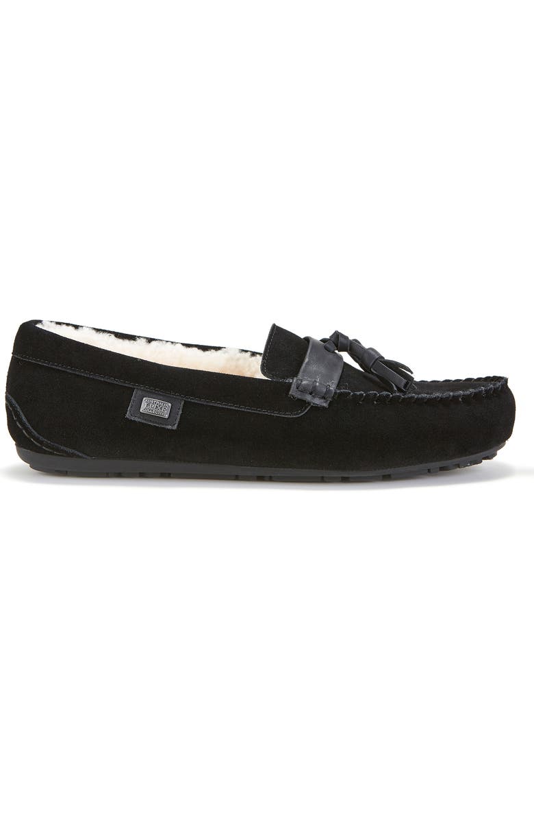 Australia Luxe Collective Hamilton Genuine Shearling Lined Tassel Loafer, Alternate, color, Black