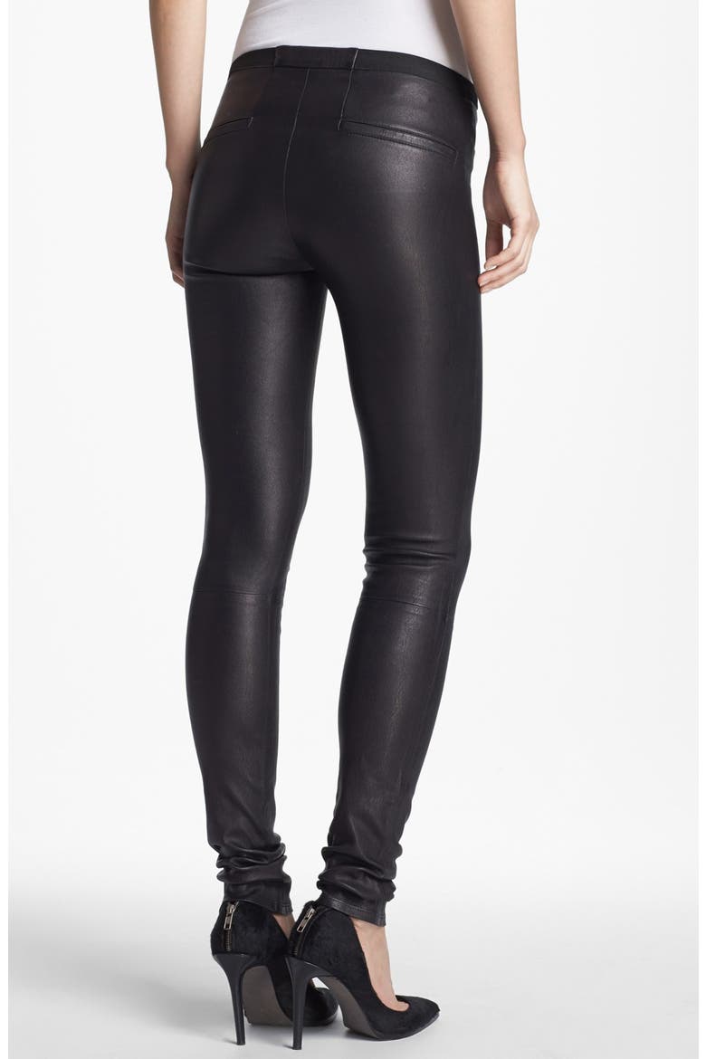 Lambskin Leather Leggings, Alternate, color, BLACK