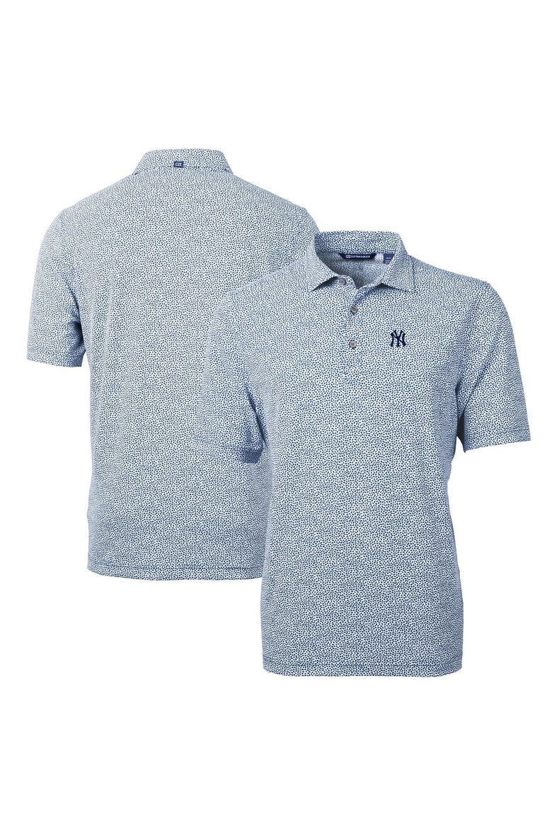 Men's Cutter & Buck Navy New York Yankees Virtue Eco Pique Botanical Print Recycled Polo, Main, color, Navy