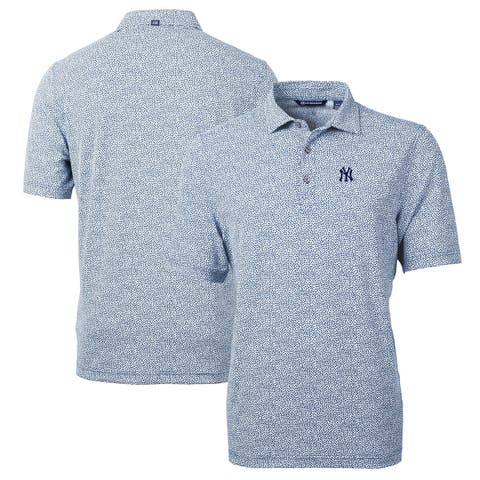 Men's Cutter & Buck Navy New York Yankees Virtue Eco Pique Botanical Print Recycled Polo