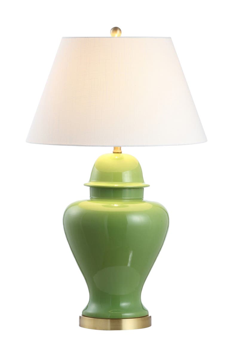 JONATHAN Y Sagwa 33" Ceramic/Iron Modern Classic LED Table Lamp, Main, color, Green