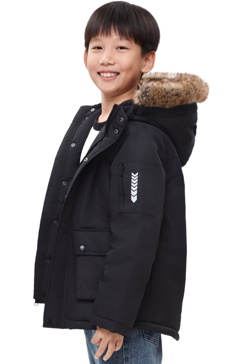 Rokka&Rolla Kids' Parka Jacket with Insulated Hood, Alternate, color, Black