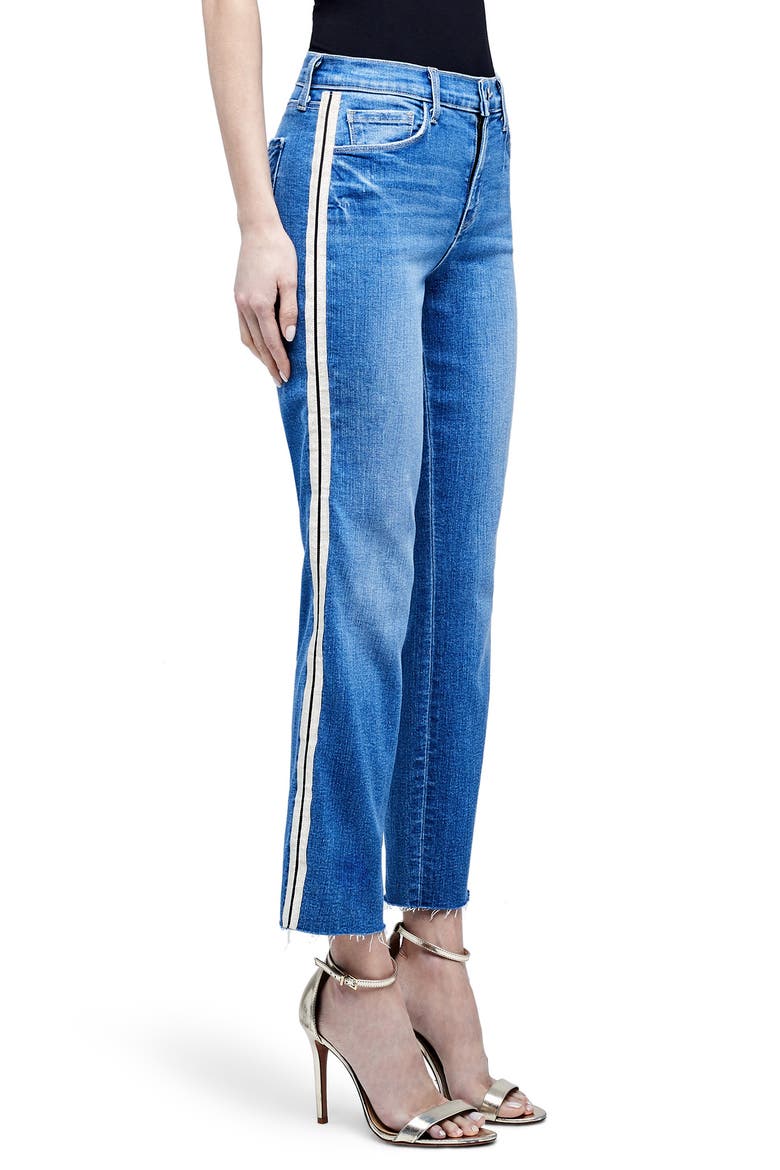 Sada High Waist Tape Outseam Crop Slim Jeans, Alternate, color, DOVER