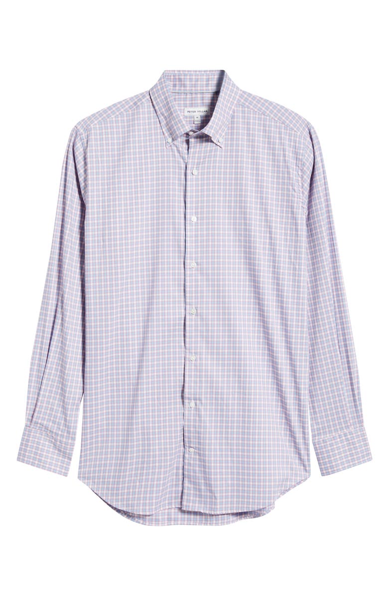 Peter Millar Felix Crown Lite Gingham Check Performance Twill Button-Down Shirt, Main, color, Chili Red