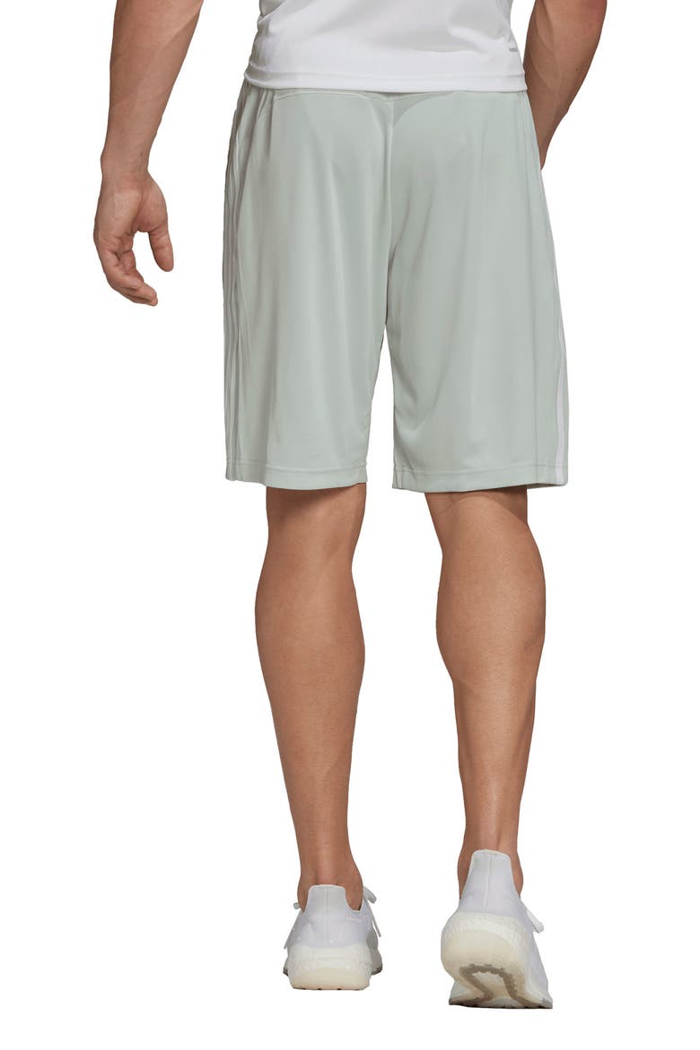 3-Stripes Active Shorts, Alternate, color, LINEN GREEN/ WHITE