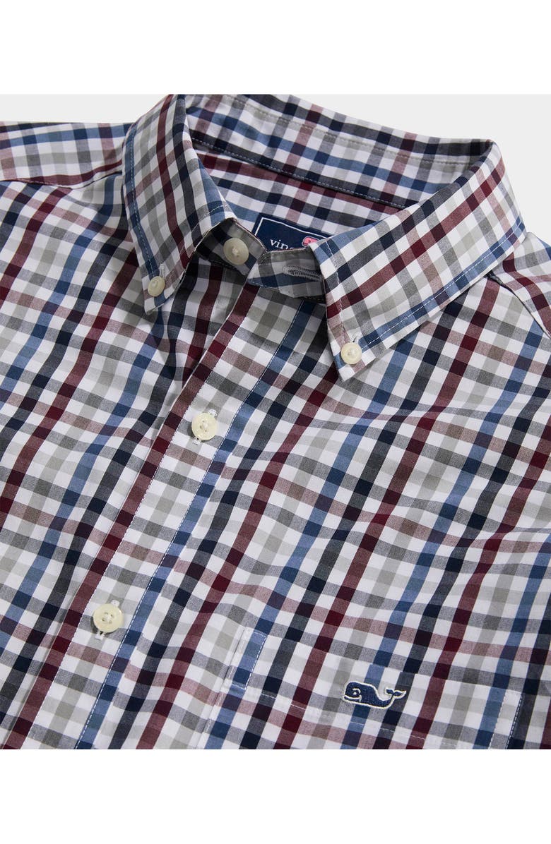 vineyard vines Classic Fit Tattersall Poplin Button-Down Shirt, Alternate, color, Crimson