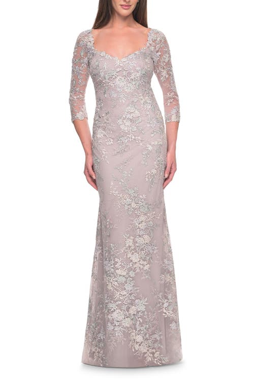 La Femme Embroidered Lace Fitted Gown For Mother Of The Bride