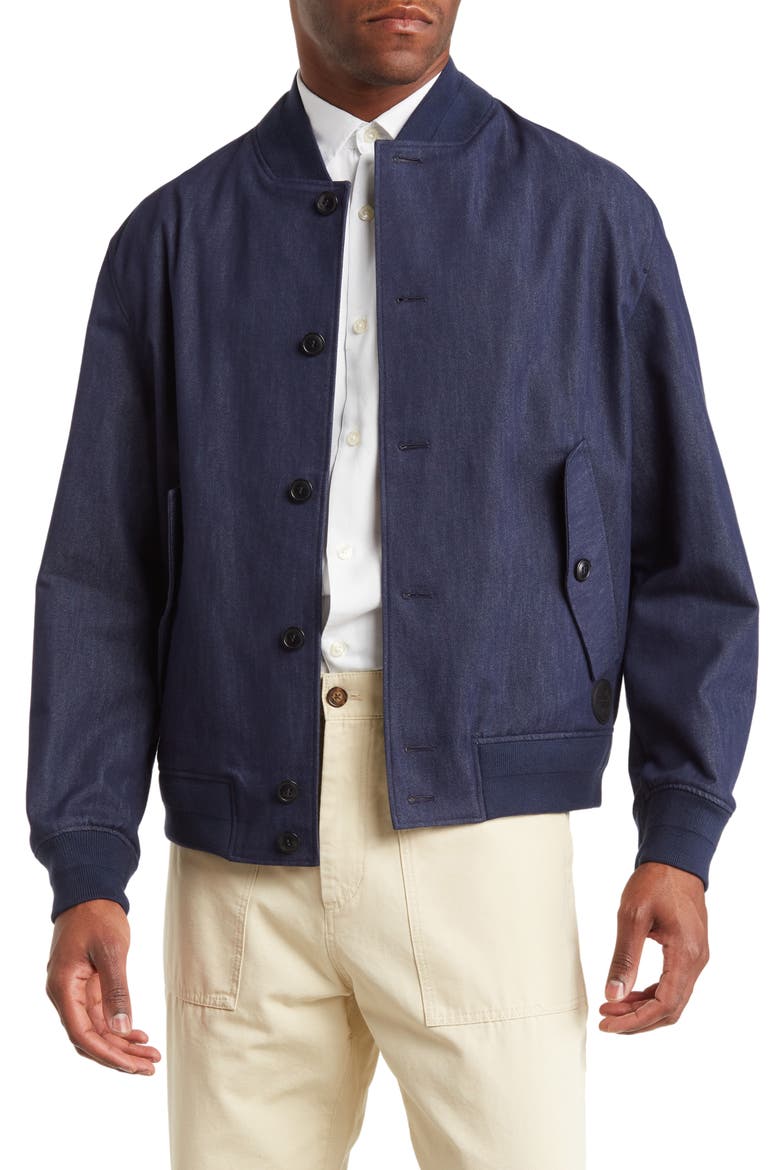 Conham Denim Bomber Jacket, Main, color, DK-BLUE