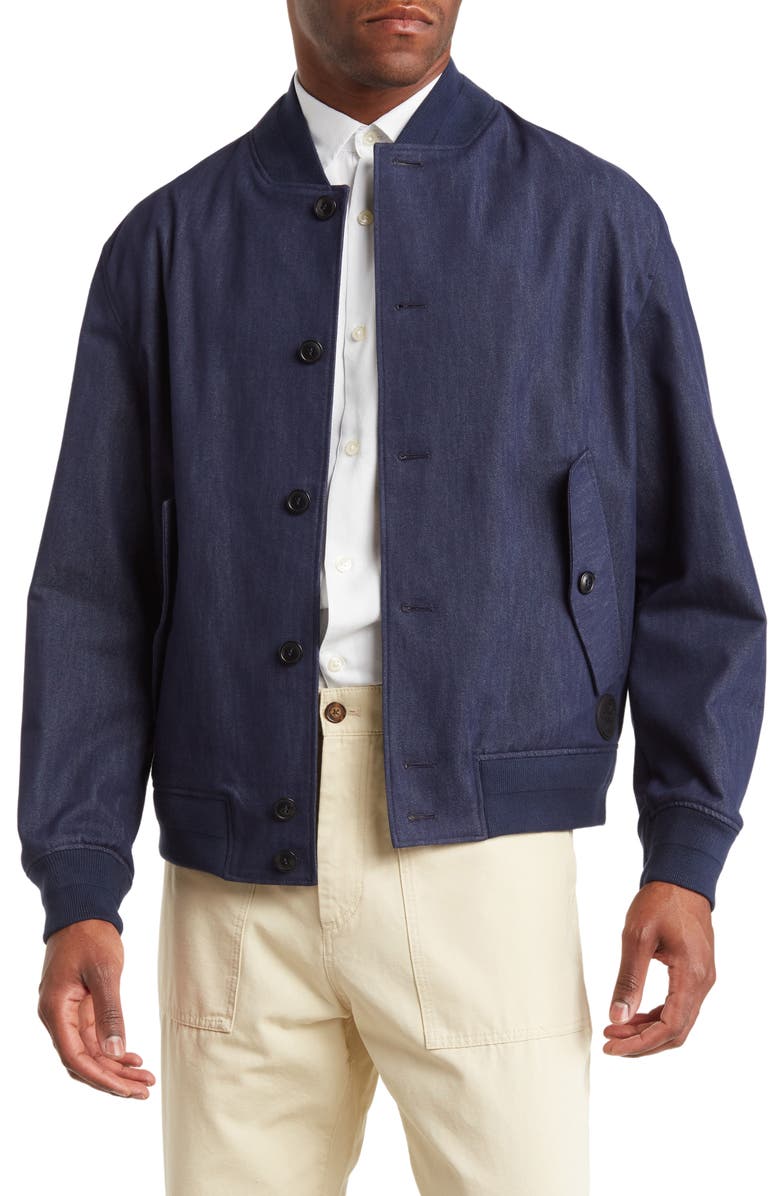 Ted Baker London Conham Denim Bomber Jacket, Main, color, 