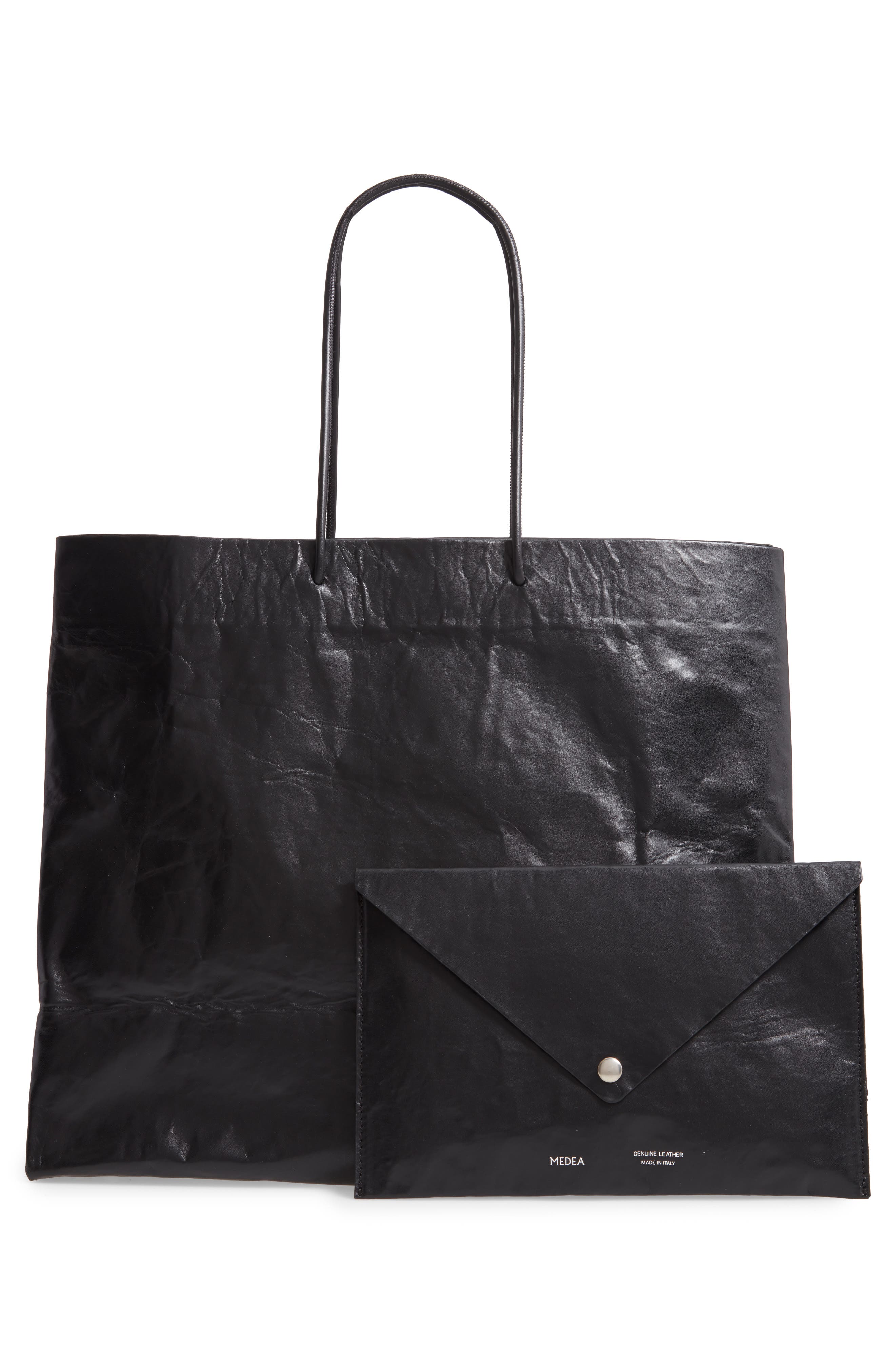 Medea Venti Busted Calfskin Leather Tote, Alternate, color, 