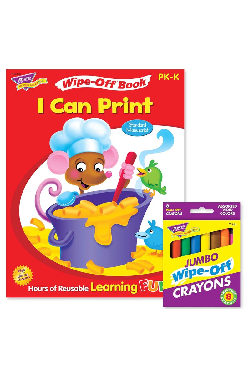TREND enterprises, Inc. Printing Reusable Book & Crayons, Main, color, Multicolored