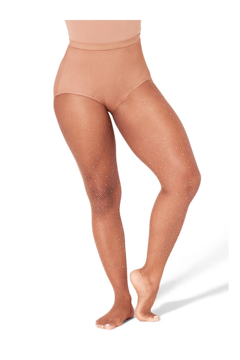 All-Over Rhinestone Fishnet Tight, Alternate, color, beige/khaki
