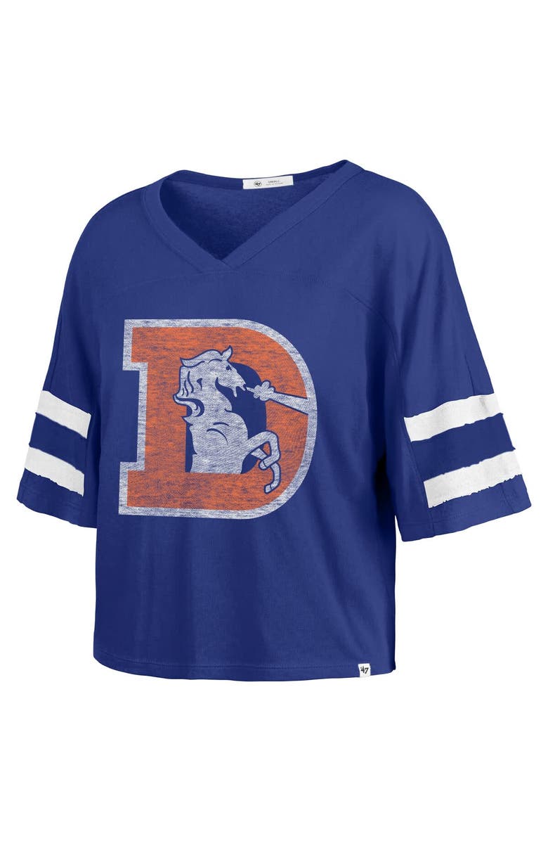 '47 Women's '47 Royal Denver Broncos Premier Scout Cropped V-Neck T-Shirt, Alternate, color, 