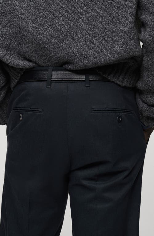Mango Regular Fit Flat Front Twill Chinos In Blue