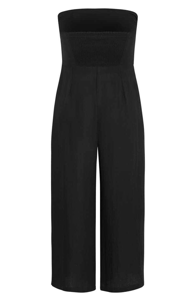 City Chic Jessa Strapless Jumpsuit, Alternate, color, Black