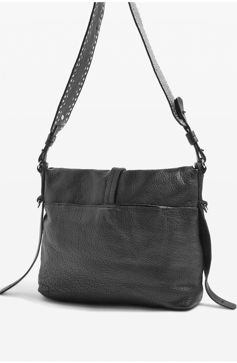 Topshop Premium Leather Studded Calfskin Hobo Bag, Alternate, color,