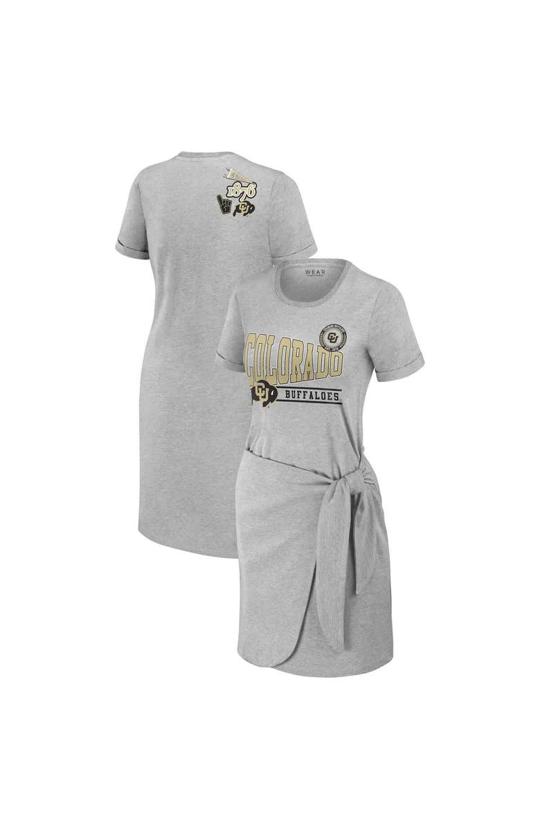 WEAR by Erin Andrews Women's WEAR by Erin Andrews Heather Gray Colorado Buffaloes Knotted T-Shirt Dress, Main, color, Heather Gray