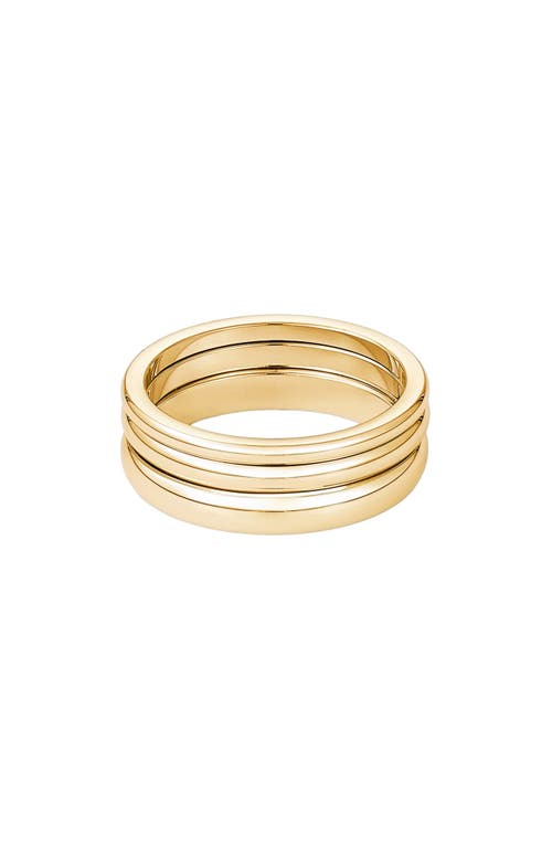 Adornia Tarnish Resistant 18k Gold Plated Stacking Band Set In Gold