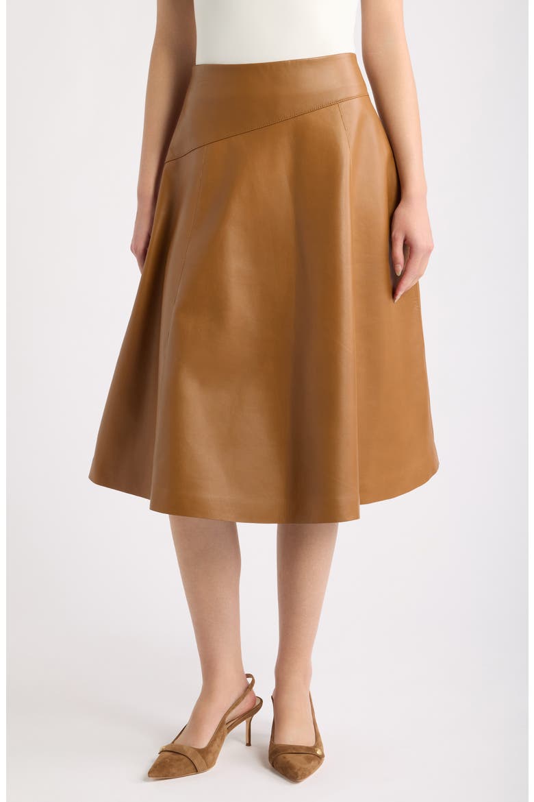Sekana Leather Midi Skirt, Main, color, RUBBER